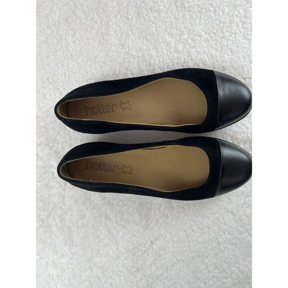 Hotter Shoes Womens 7.5 US Angel Black Suede Leather Wedge Slip On Flats Classic - Picture 4 of 9